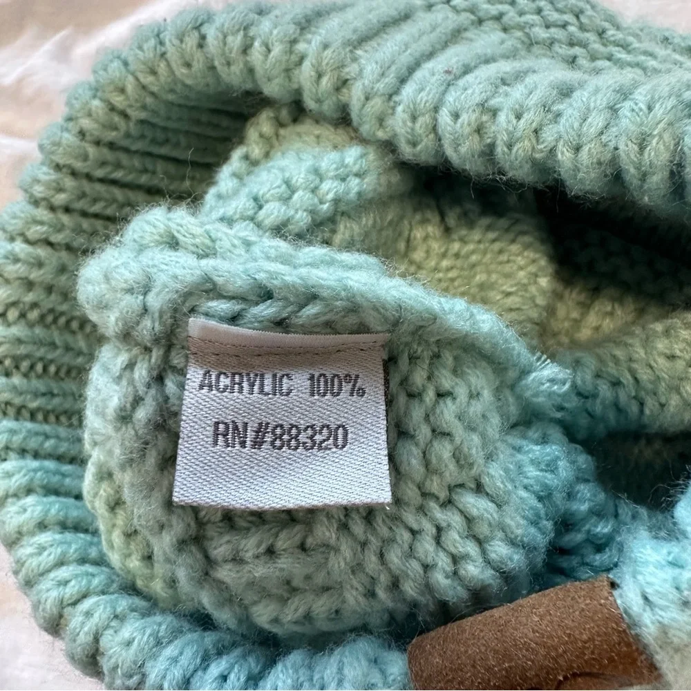Classic CC Beanie Sage HAT20A teal winter warmth boho acrylic woven chunky knit